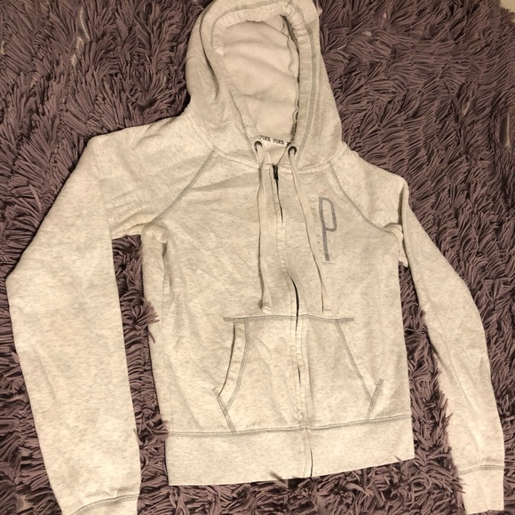 PINK Off white zip up hoodie - Picture 4 of 5